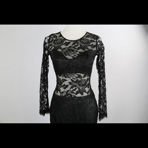 Black lace evening gown